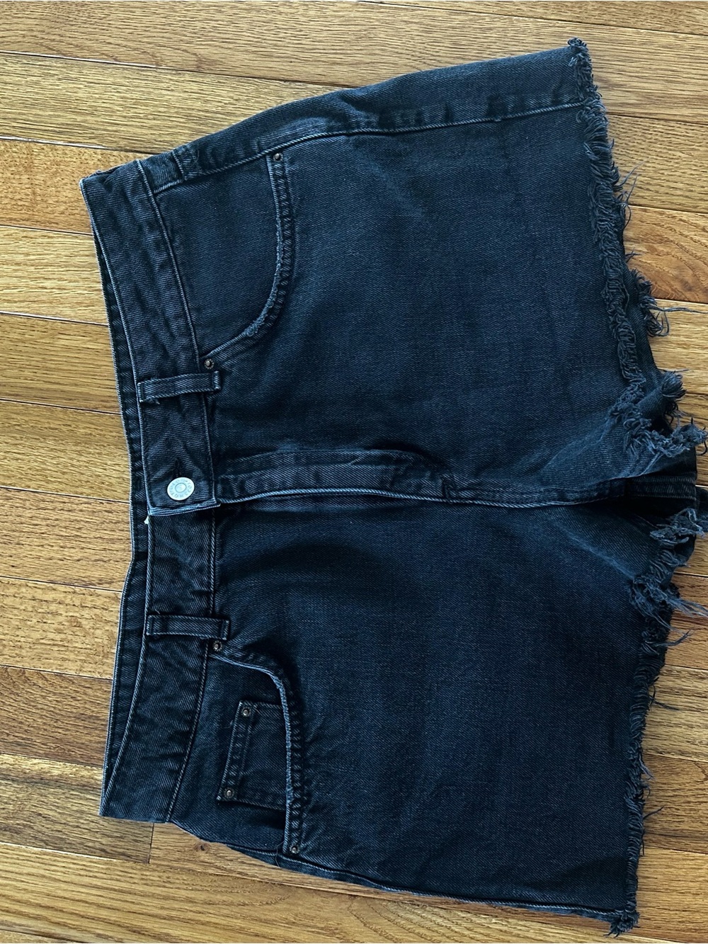 Topshop Black Washed Denim Shorts
